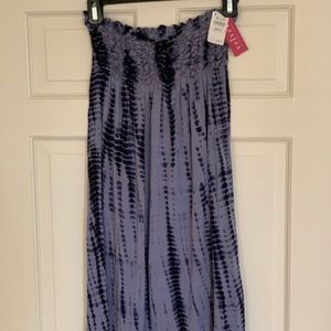 Velvet tie-dye strapless cover-up dress